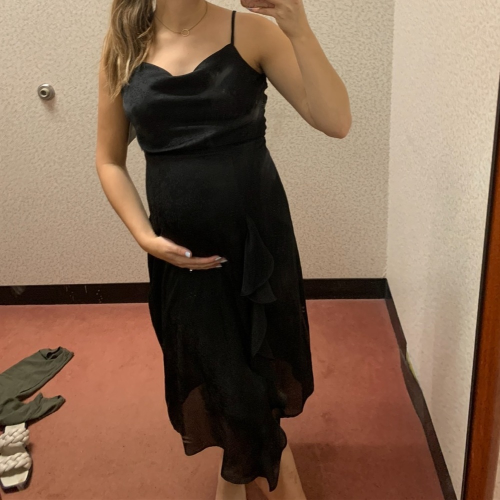 Cowl neck midi slip dress